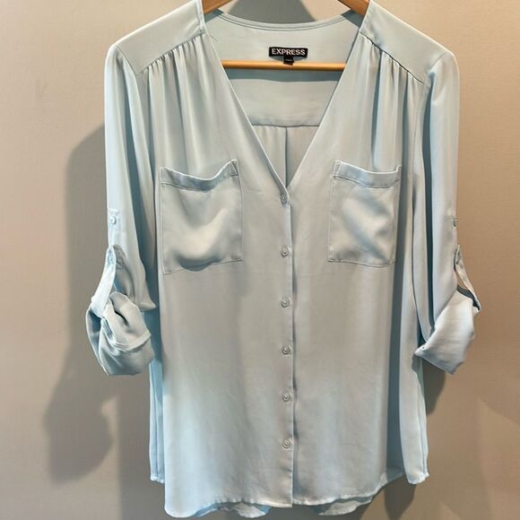 Express Large Baby Blue Blouse Top - Picture 1 of 9